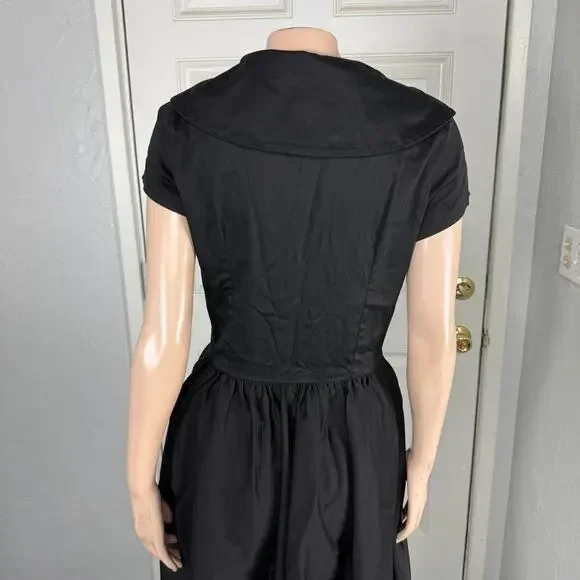 Pinup Couture Womens Dress Large Retro Pinup Cotton Blend Collar S/S Stretch H7 - Picture 5 of 8